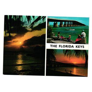 Vintage Florida Keys Postcard Featuring Scenic Views Sunset Vacation Tourism